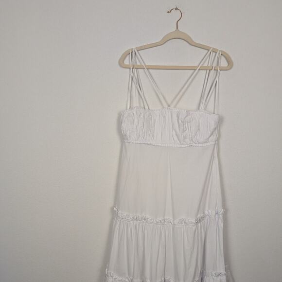 NICHOLAS Novi White Cotton Tiered Long Sun Dress Size 12 - Picture 3 of 11